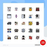 25 User Interface Filled line Flat Color Pack of modern Signs and Symbols of computer laptop camera lens install pot Editable Vector Design Elements