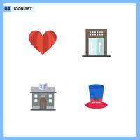 4 Universal Flat Icons Set for Web and Mobile Applications heart life favorite hotel day Editable Vector Design Elements