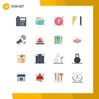 Flat Color Pack of 16 Universal Symbols of sorting descending internet information question Editable Pack of Creative Vector Design Elements