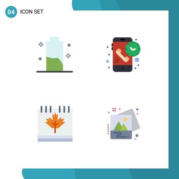 4 Universal Flat Icons Set for Web and Mobile Applications battery time energy duration calendar Editable Vector Design Elements