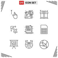 9 Icons Line Style Grid Based Creative Outline Symbols for Website Design Simple Line Icon Signs Isolated on White Background 9 Icon Set vector