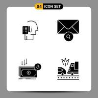 4 Black Icon Pack Glyph Symbols Signs for Responsive designs on white background 4 Icons Set vector