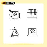 Universal Icon Symbols Group of 4 Modern Filledline Flat Colors of logo test tube idea erlenmeyer flask candle Editable Vector Design Elements