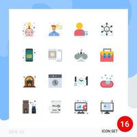 16 iconos creativos, signos y símbolos modernos del equipo, grupo, dinero, usuario, derecho, paquete editable de elementos de diseño de vectores creativos