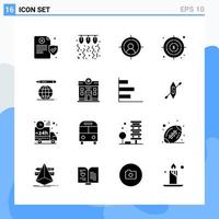 Modern 16 solid style icons Glyph Symbols for general use Creative Solid Icon Sign Isolated on White Background 16 Icons Pack vector