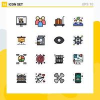 Set of 16 Modern UI Icons Symbols Signs for chart collaboration organization agreement scale Editable Creative Vector Design Elements