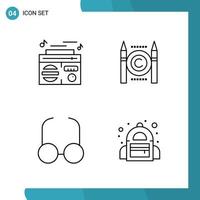 Vector Pack of 4 Outline Symbols Line Style Icon Set on White Background for Web and Mobile