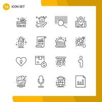 16 Icon Set Line Style Icon Pack Outline Symbols isolated on White Backgound for Responsive Website Designing vector