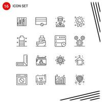 Set of 16 Commercial Outlines pack for charging mark payments trust certificate Editable Vector Design Elements