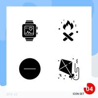paquete moderno de 4 iconos símbolos de glifos sólidos aislados en fondo blanco para el diseño de sitios web vector