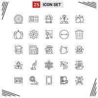 25 Icons Line Style Grid Based Creative Outline Symbols for Website Design Simple Line Icon Signs Isolated on White Background 25 Icon Set vector