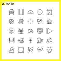 25 Icon Set Simple Line Symbols Outline Sign on White Background for Website Design Mobile Applications and Print Media vector