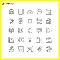 25 Icon Set Simple Line Symbols Outline Sign on White Background for Website Design Mobile Applications and Print Media vector