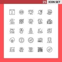 Modern Set of 25 Lines Pictograph of coin mind look human dollar Editable Vector Design Elements