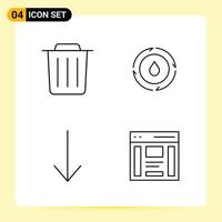 4 Creative Icons for Modern website design and responsive mobile apps 4 Outline Symbols Signs on White Background 4 Icon Pack vector