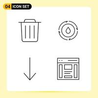 4 Creative Icons for Modern website design and responsive mobile apps 4 Outline Symbols Signs on White Background 4 Icon Pack vector