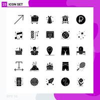 Solid Icon set Pack of 25 Glyph Icons isolated on White Background for Web Print and Mobile vector