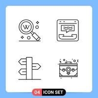 4 Line Black Icon Pack Outline Symbols for Mobile Apps isolated on white background 4 Icons Set vector