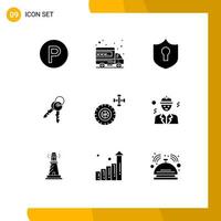 Set of 9 Modern UI Icons Symbols Signs for avatar service protection car house Editable Vector Design Elements