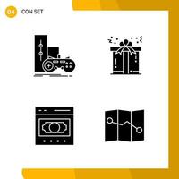 4 Icon Set Solid Style Icon Pack Glyph Symbols isolated on White Backgound for Responsive Website Designing vector