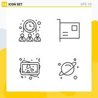 Collection of 4 Universal Line Icons Icon Set for Web and Mobile vector