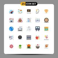 Universal Icon Symbols Group of 25 Modern Flat Colors of bulb thinking under water think solution Editable Vector Design Elements