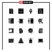 Set of 16 Commercial Solid Glyphs pack for code mac user app holding Editable Vector Design Elements