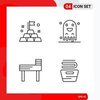 Creative Set of 4 Universal Outline Icons isolated on White Background vector