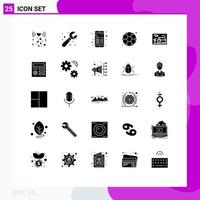 25 Universal Solid Glyphs Set for Web and Mobile Applications house football app gym reading Editable Vector Design Elements