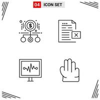 4 Icons Line Style Grid Based Creative Outline Symbols for Website Design Simple Line Icon Signs Isolated on White Background 4 Icon Set vector