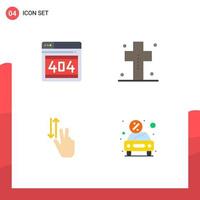 Group of 4 Flat Icons Signs and Symbols for seo finger error graveyard two Editable Vector Design Elements