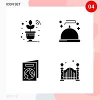 Vector Pack of 4 Icons in Solid Style Creative Glyph Pack isolated on White Background for Web and Mobile