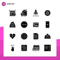 Glyph Icon set Pack of 16 Solid Icons isolated on White Background for responsive Website Design Print and Mobile Applications vector