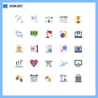 Modern Set of 25 Flat Colors and symbols such as achievement web preferences world web options web Editable Vector Design Elements