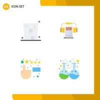 Editable Vector Line Pack of 4 Simple Flat Icons of alcohol customer satisfaction glass audio feedback Editable Vector Design Elements