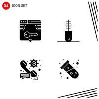 Collection of 4 Vector Icons in solid style Pixle Perfect Glyph Symbols for Web and Mobile Solid Icon Signs on White Background 4 Icons