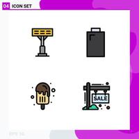 4 Creative Icons Modern Signs and Symbols of construction summer battery dessert hording Editable Vector Design Elements