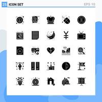 Stock Vector Icon Pack of 25 Line Signs and Symbols for menu circle king app hardware Editable Vector Design Elements