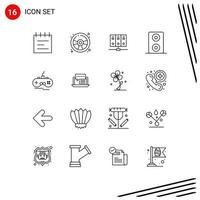 16 Universal Outlines Set for Web and Mobile Applications chat gamepad mainframe xbox joystick Editable Vector Design Elements