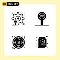 4 Creative Icons for Modern website design and responsive mobile apps 4 Glyph Symbols Signs on White Background 4 Icon Pack vector