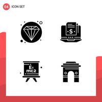 Pack of 4 Universal Glyph Icons for Print Media on White Background vector