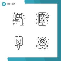 Vector Pack of 4 Outline Symbols Line Style Icon Set on White Background for Web and Mobile