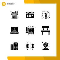 9 Icon Set Solid Style Icon Pack Glyph Symbols isolated on White Backgound for Responsive Website Designing vector