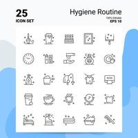 25 conjunto de iconos de rutina de higiene 100 archivos eps 10 editables concepto de logotipo de empresa ideas diseño de icono de línea vector