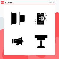 Collection of 4 Vector Icons in solid style Modern Glyph Symbols for Web and Mobile Solid Icon Sign Isolated on White Background 4 Icons