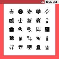 User Interface Pack of 25 Basic Solid Glyphs of location scale startup change pincil Editable Vector Design Elements