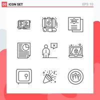 Collection of 9 Vector Icons in Line style Modern Outline Symbols for Web and Mobile Line Icon Sign Isolated on White Background 9 Icons