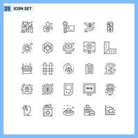 Set of 25 Modern UI Icons Symbols Signs for view focus weapon eye recording Editable Vector Design Elements