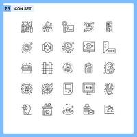 Set of 25 Modern UI Icons Symbols Signs for view focus weapon eye recording Editable Vector Design Elements