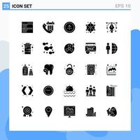 Universal Icon Symbols Group of 25 Modern Solid Glyphs of cube cube date ui direction Editable Vector Design Elements